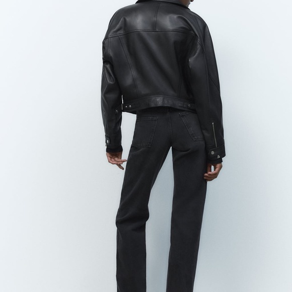 ❌SOLD❌ Zara Black Straight Fit High Rise 100% Cotton Button fly Closure Jeans - Picture 10 of 11